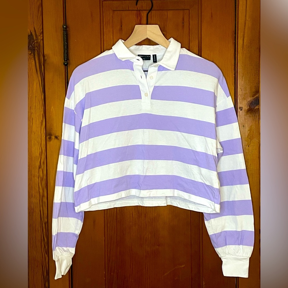 ASOS Size 2 Cropped Striped Polo Shirt